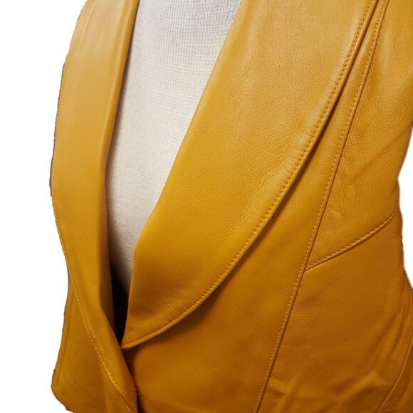 Women’s Vintage 1 Button Leather Short Jacket with Leather Pants Church Suit Set - Picture 16 of 16